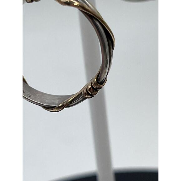 RMJ‎ Signed Designer Sterling Silver 1/20 12k Gold filled Wrapped Hoop Earrings - Picture 7 of 12